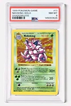 1999 Pokemon Game Shadowless #11 Nidoking Holo PSA 8 NM-MT - Image 1