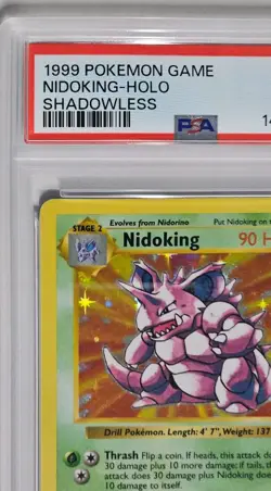1999 Pokemon Game Shadowless #11 Nidoking Holo PSA 8 NM-MT - Image 4