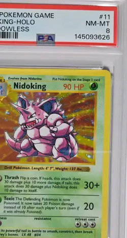 1999 Pokemon Game Shadowless #11 Nidoking Holo PSA 8 NM-MT - Image 5