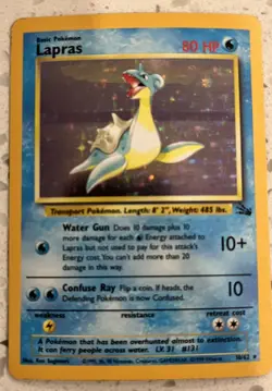 1999 Pokemon LAPRAS Fossil Set HOLO Foil Rare Unlimited Edition Card 10/62 WotC - Image 1
