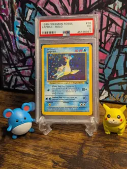 Pokemon WOTC 1999 🐚 Lapras 10/62 Fossil Holo Rare ✨ PSA 5 - Image 1