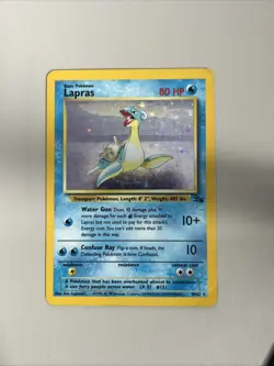 Pokemon Card Lapras Fossil Holo Rare 10/62 Moderately Played - Image 1