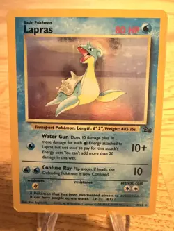 Lapras 10/62 Fossil Set Vintage Holo Rare Pokemon Card WOTC 1999 MP - Image 1