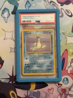 Pokemon TCG Lapras 10/62 Holo Card 1999 WOTC Fossil Rare Vintage Near Mint PSA 7 - Image 1