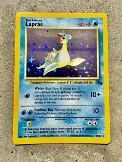 Pokemon Lapras 10/62 Holo Rare Fossil Unlimited Trading Card (Wizards, 1999) - Image 1