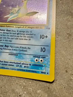 Pokemon Lapras 10/62 Holo Rare Fossil Unlimited Trading Card (Wizards, 1999) - Image 3
