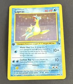 Pokemon Lapras 1st Edition Fossil Holo Rare 10/62 Wizards WoTC 1999 English LP - Image 1