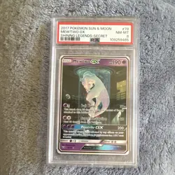 Pokemon Mewtwo GX Secret Rare Holo 78/73 Shining Legends 2017 PSA 8 - Image 1
