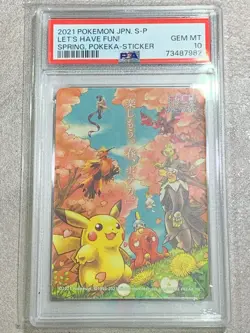2021 PSA 10 Graded Pokemon Pikachu Let's Have Fun Spring Pokeka Promo Japanese - Image 1