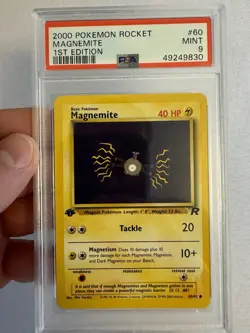 2000 Pokemon - 1st Edition Magnemite Non Holo Team Rocket 60/82 PSA 9 Mint! WOTC - Image 2