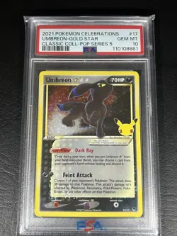 PSA 10 GEM MINT Pokemon Celebrations Umbreon Gold Star #17/17 ( PSA 110108881 ) - Image 1