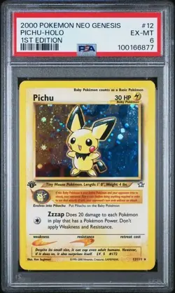 2000 POKEMON NEO GENESIS 1ST EDITION #12 PICHU HOLO PSA 6 (6877) - Image 1
