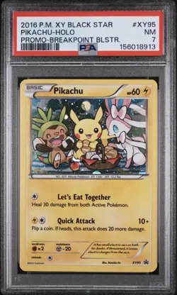 2016 POKEMON XY BLACK STAR PROMO #XY95 PIKACHU-HOLO PROMO-BREAKPOINT BLSTR PSA 7 - Image 1