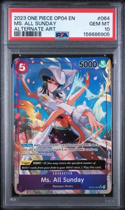 2023 One Piece Kingdoms of Intrigue OP04-064 Ms. All Sunday Alt Art SR PSA 10 - Image 1