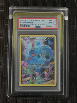 2016 POKEMON XY BLACK STAR PROMO #XY113 FULL ART/MANAPHY PSA 10 - Image 1