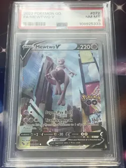 2022 POKEMON GO 072/078 FULL ART/MEWTWO V - PSA 8 - Image 1