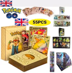 55PCS Pokemon Card Foil GOLD PACK 55 CARDS TCG GX Vmax GX Card Charizard Rare - Image 1