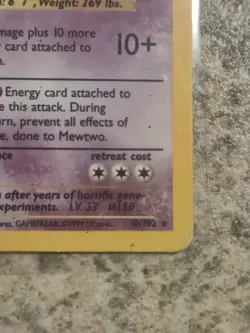 Pokemon Cards: Base Set Rare Holo: Mewtwo 10/102 TCG 1999 WOTC Vintage - Image 4