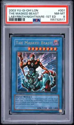 2003 Yu-Gi-Oh! The Masked Beast LON 1st Edition Ultra Rare PSA 8 - Image 1