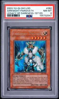 2003 Yu-Gi-Oh! Airknight Parshath LOD 1st Edition Ultra Rare PSA 8 - Image 1