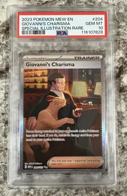 GIOVANNI'S CHARISMA SPECIAL ILLUSTRATION RARE PSA 10: 2023 POKEMON MEW EN-151 - Image 1