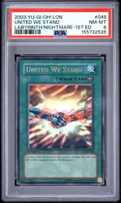 2003 Yu-Gi-Oh! United We Stand LON 1st Edition Ultra Rare PSA 8 - Image 1