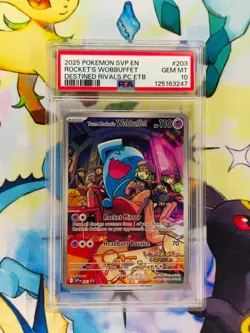 Team Rocket's Wobbuffett PC Stamp 203 Pokemon Destined Rivals (DRI) PSA 10 🔥🔥 - Image 1