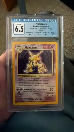Pokemon TCG CGC 6.5 Alakazam Base Set Unlimited Holo Rare 1999 English 1/102 - Image 1