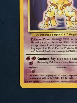 Pokemon TCG Alakazam 1/102 Base Set Unlimited 1999 Holo Rare English WotC LP/NM - Image 2