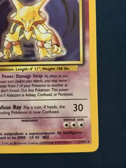 Pokemon TCG Alakazam 1/102 Base Set Unlimited 1999 Holo Rare English WotC LP/NM - Image 5
