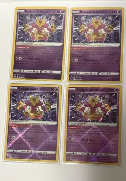Radiant Alakazam Silver Tempest 035/078 Holo Rare Pokemon TCG NM 4 Card Bundle - Image 1