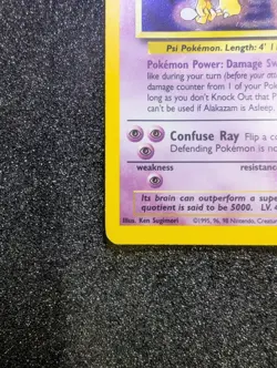 Pokemon TCG Alakazam Base Set 1/102 Holo Unlimited Holo Rare NM Front, LP Rear - Image 5