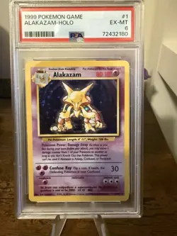 Pokemon TCG 1999 Base Set Alakazam Holo Rare 1/102 PSA 6 Graded - Image 1
