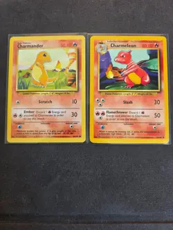 Vintage Pokemon Charmander & Charmeleon Base Set Collection - Lot of 2 - LP WOTC - Image 1