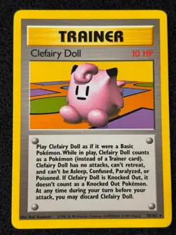 Pokemon TCG Clefairy Doll 70/102 Base Set Trainer Card WOTC 1999 Vintage NM/LP - Image 1