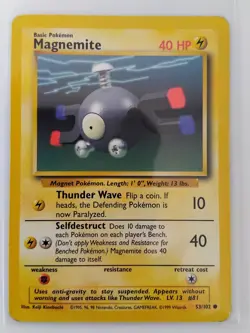 Magnemite 53/102 1999 Base Set WOTC Vintage Pokemon Card LP - Image 1