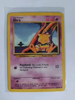 Abra 43/102 1999 Unlimited Base Set WOTC Vintage Pokemon Card MP - Image 1