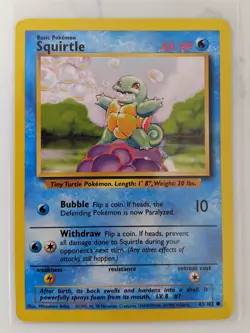 Squirtle 63/102 1999 Base Set WOTC Vintage Pokemon Card LP - Image 1