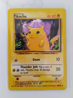 Pikachu 58/102 1999 Base Set WOTC Vintage Pokemon Card LP - Image 1