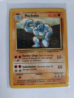 Machoke 34/102 1999 Base Set Unlimited WOTC Vintage Pokemon Card MP - Image 1