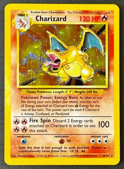 1999 Pokemon Charizard 4/102 Base Set Holo Vintage English WOTC 120 HP DMG - Image 1