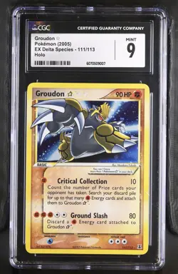 Groudon Gold Star 111/113 Holo EX Delta Species Pokemon CGC 9 Mint - Image 1
