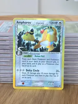 Pokemon TCG Ampharos EX Delta Species Dragon Frontiers #1/101 Holo Rare LP - Image 1