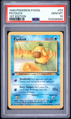 1999 POKEMON FOSSIL 1ST EDITION #53 PSYDUCK PSA 10 - Image 1