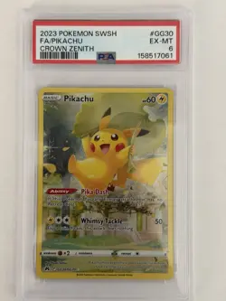Pokemon TCG Pikachu GG30/GG70 Crown Zenith Galarian Gallery Full Art Holo PSA 6 - Image 1