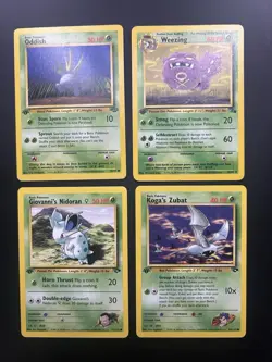 Pokemon Vintage - 1st edition Grass lot (4 Cards) Wheezing, oddish, Zubat, Nidor - Image 1