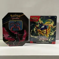 Pokemon Crown Zenith Booster Bundle + Galarian Moltres Collector Tin Sealed Lot - Image 1
