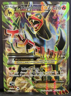 2015 Pokemon XY Mega M Houndoom EX TCG Full Art Holo 154/162 Breakthrough - Image 1
