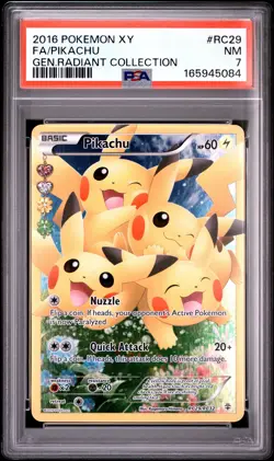 2016 POKEMON XY GENERATIONS RADIANT COLLECTION #RC29 FULL ART/PIKACHU PSA 7 - Image 1
