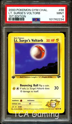 PSA 9 MINT Lt. Surge's Voltorb 86/132 1st Edition Gym Challenge Pokemon Card 234 - Image 1